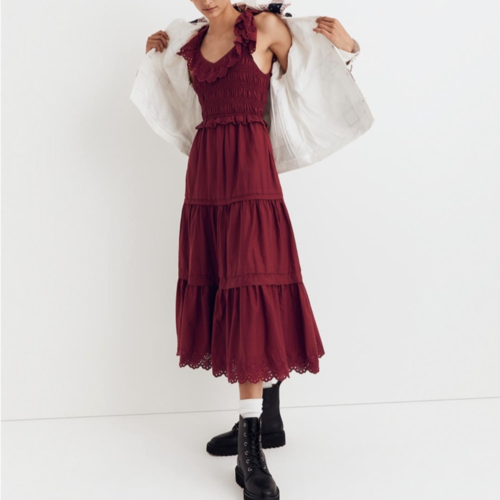 Madewell Lucie Embroidered Cotton Midi Dress